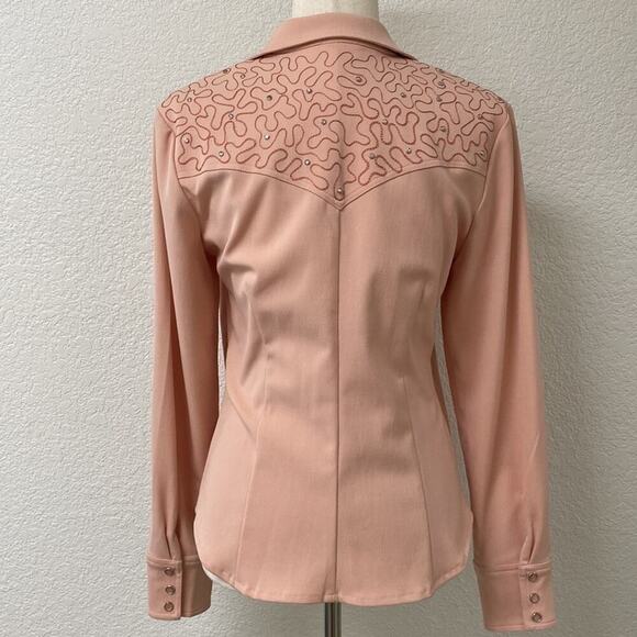 Vintage **Rare** Sage West Western Snap Pearl Button Long Sleeve Top - Picture 13 of 16